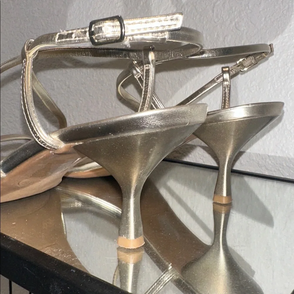 Nine West Metallic Gold Strappy Sandals - Picture 3 of 4